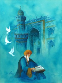 S. A. Noory, Masjid Ali in Mazar-e Sharif, Afghanistan, 11 x 14 Inch, Watercolor on Paper, AC-SAN-008